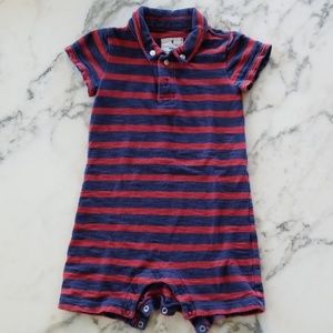 Red/Blue Striped Button Down Shirt, 6-12 Months